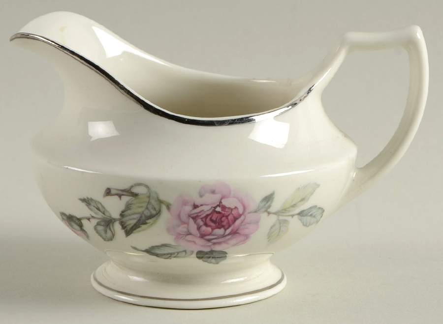 Venetian Rose (Smooth, Platinum Trim) Creamer by Manor House (USA)-1