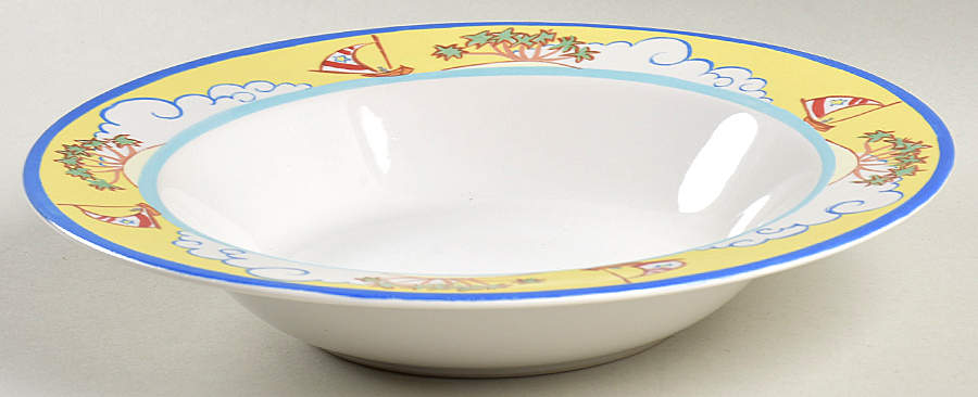Nautical Compass Large Rim Soup Bowl by Magnolia (PTS)-1
