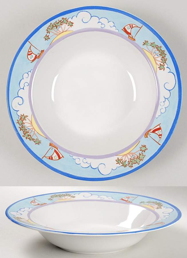 Nautical Compass Large Rim Soup Bowl by Magnolia (PTS)-1