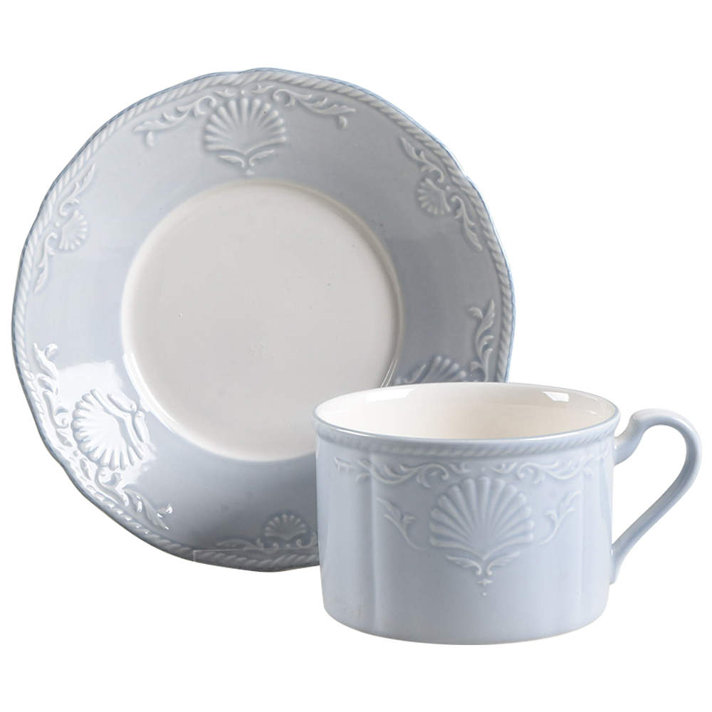 South Hampton Blue Flat Cup & Saucer Set by Mikasa-1