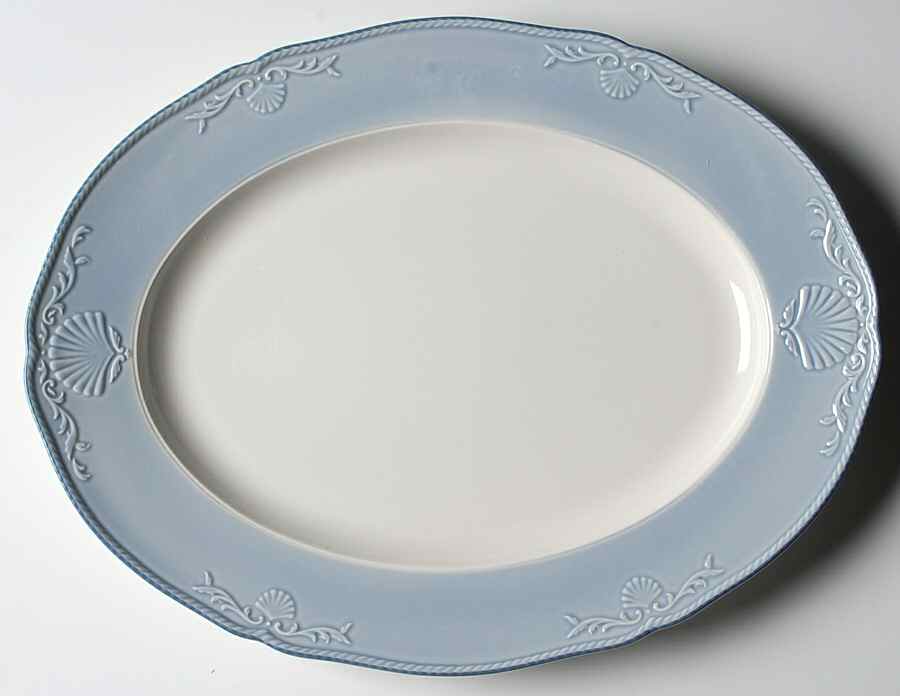 South Hampton Blue 15" Oval Serving Platter by Mikasa-1