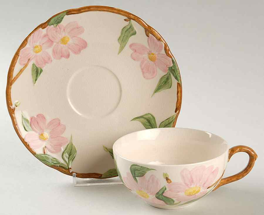 Pink Dogwood Flat Cup & Saucer Set by Maruta-1
