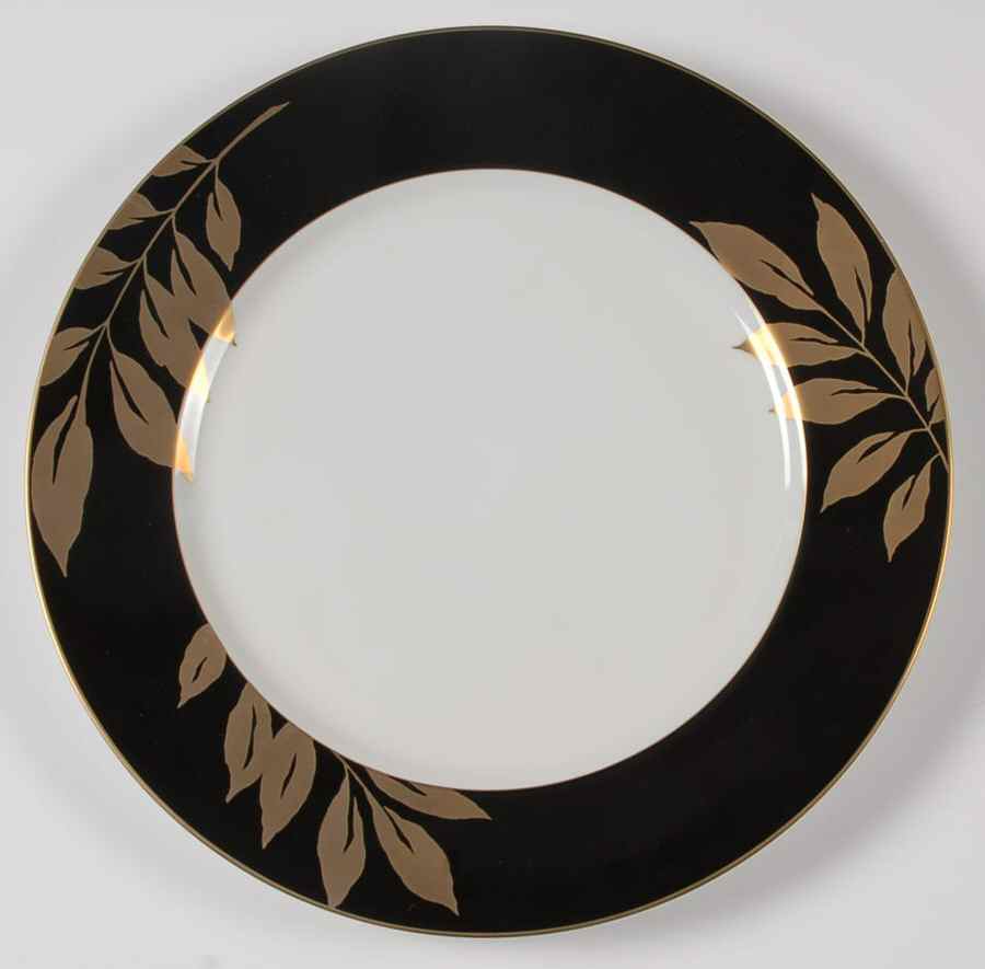 Gold Leaf Black 12" Chop Plate (Round Platter) by Mikasa-1