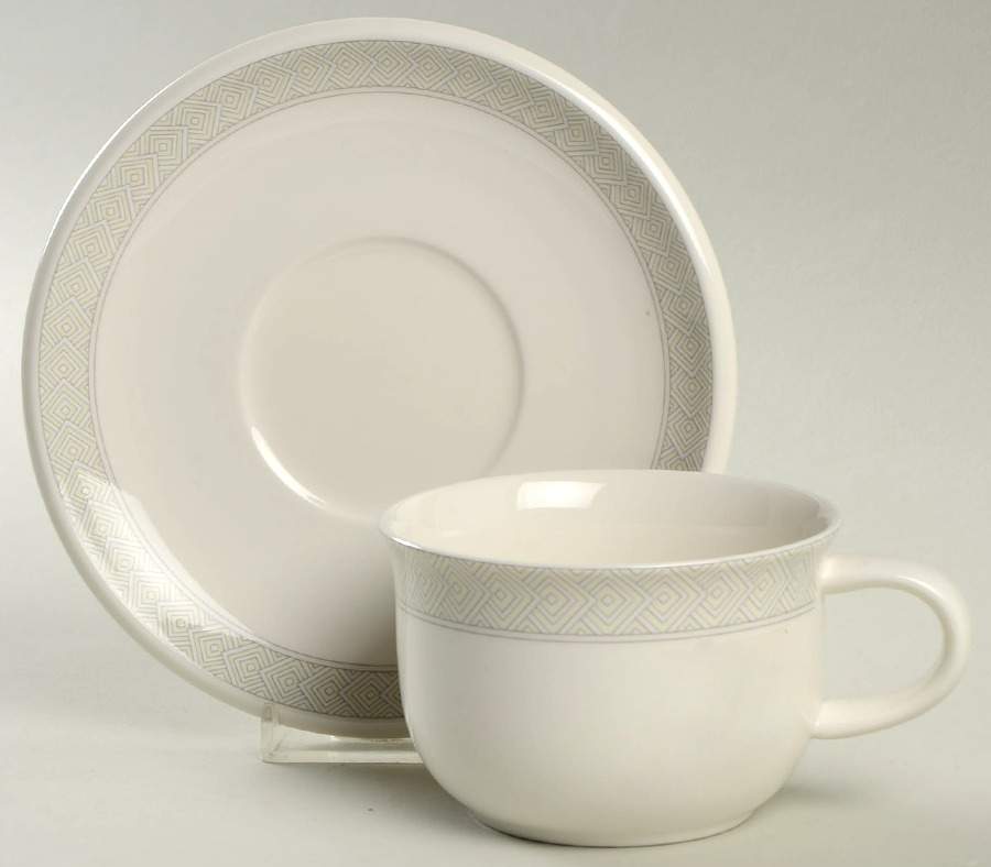 Diamond Chain Flat Cup & Saucer Set by Mikasa-1