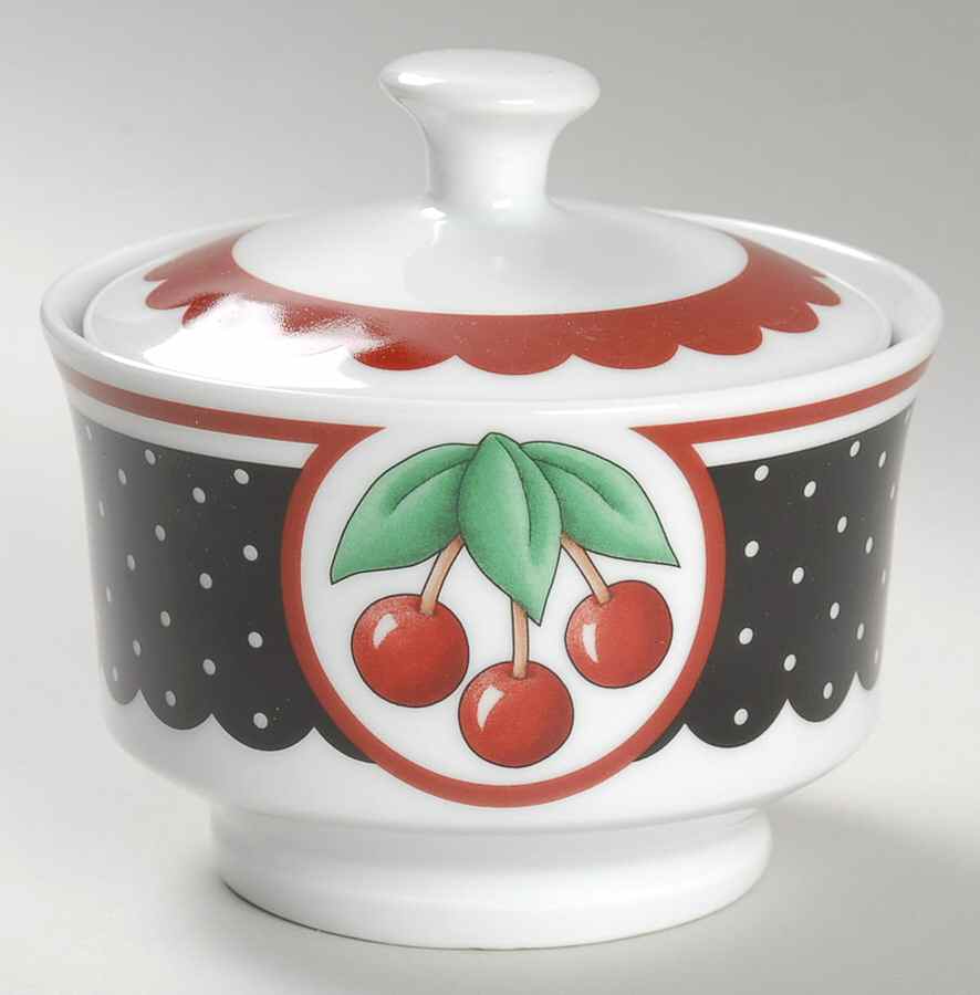 Cherry Cameo Sugar Bowl & Lid by Mary Engelbreit-1