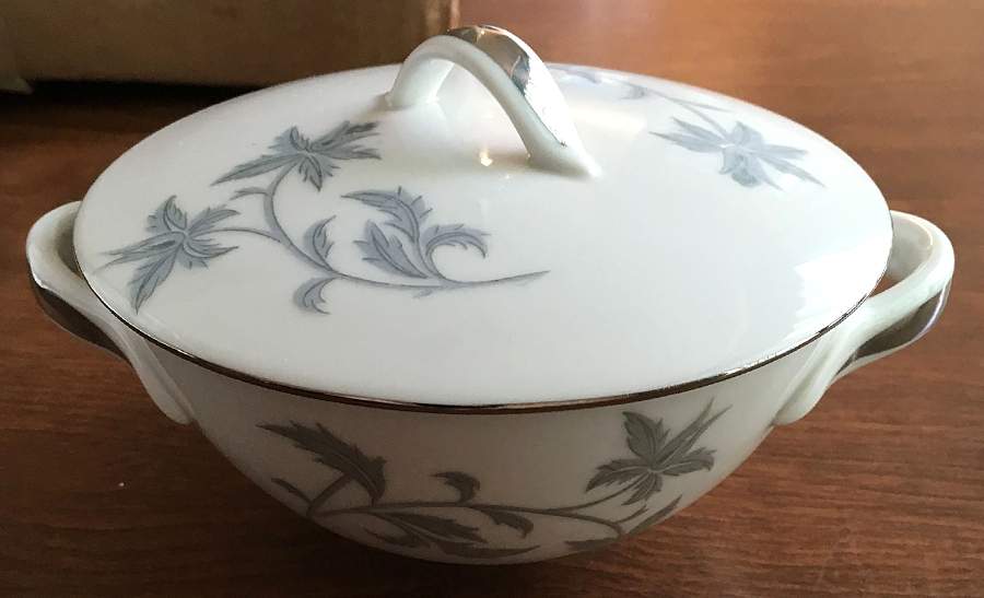 Blue Brocade Sugar Bowl & Lid by Mitake-1