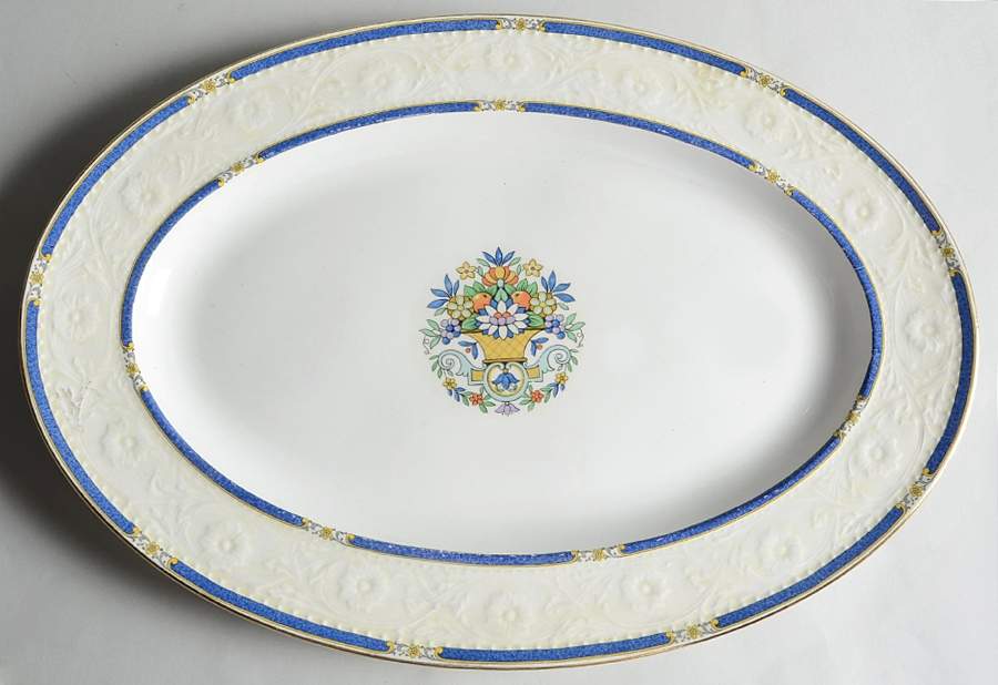 MEA133 (Cream and White) 16" Oval Serving Platter by Alfred Meakin-1