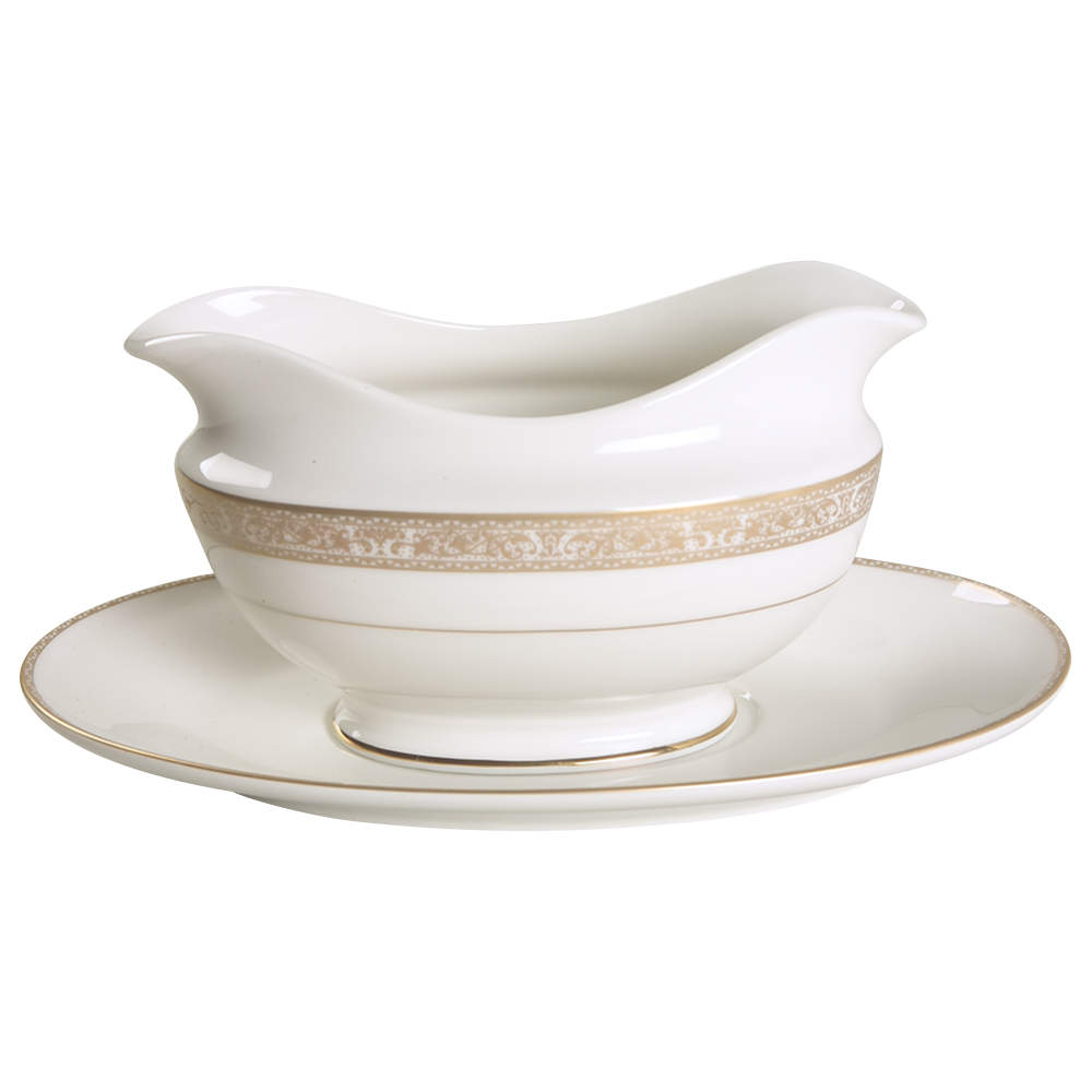 Imperial Court Gold Gravy Boat & Underplate by Mikasa-1