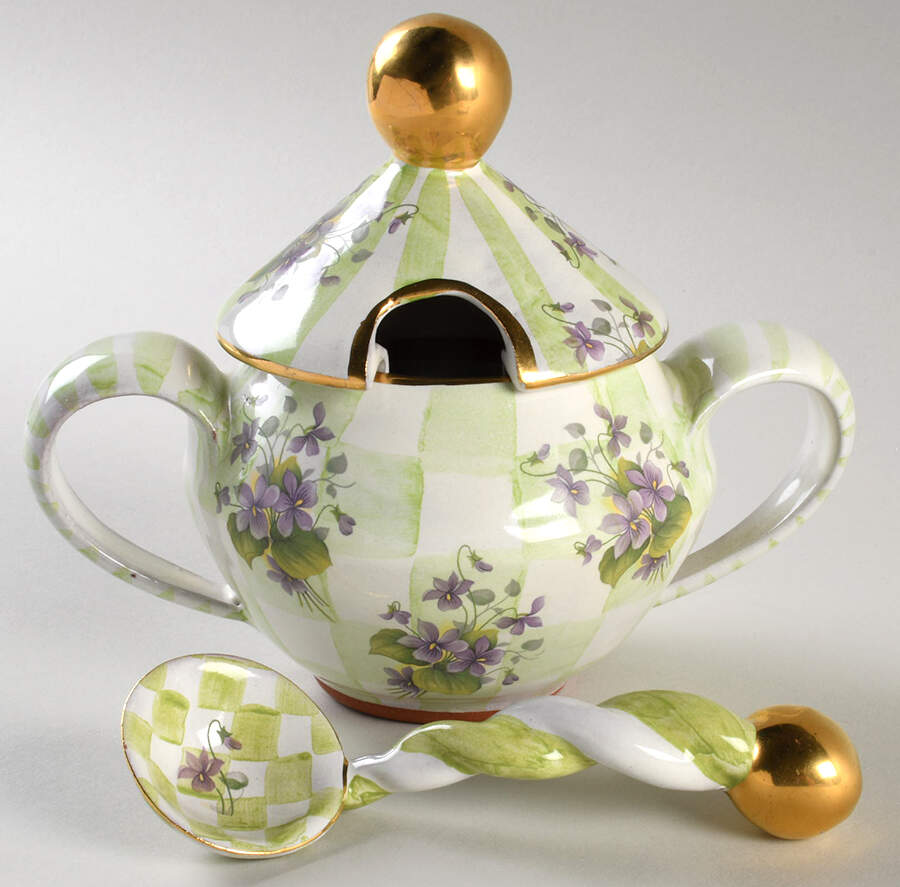 Sweet Pea Sugar Bowl & Lid W/Spoon by MacKenzie-Childs-1