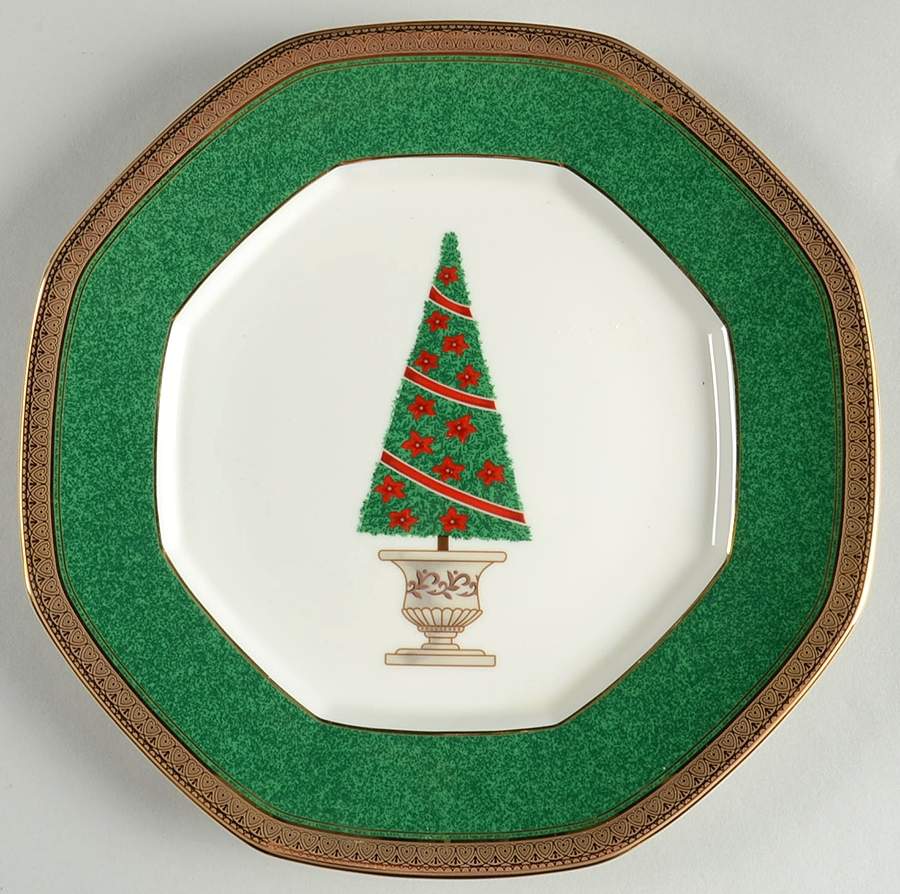 Topiary (Gold, Green Band Plates) Octagonal Luncheon Plate by Mikasa-1
