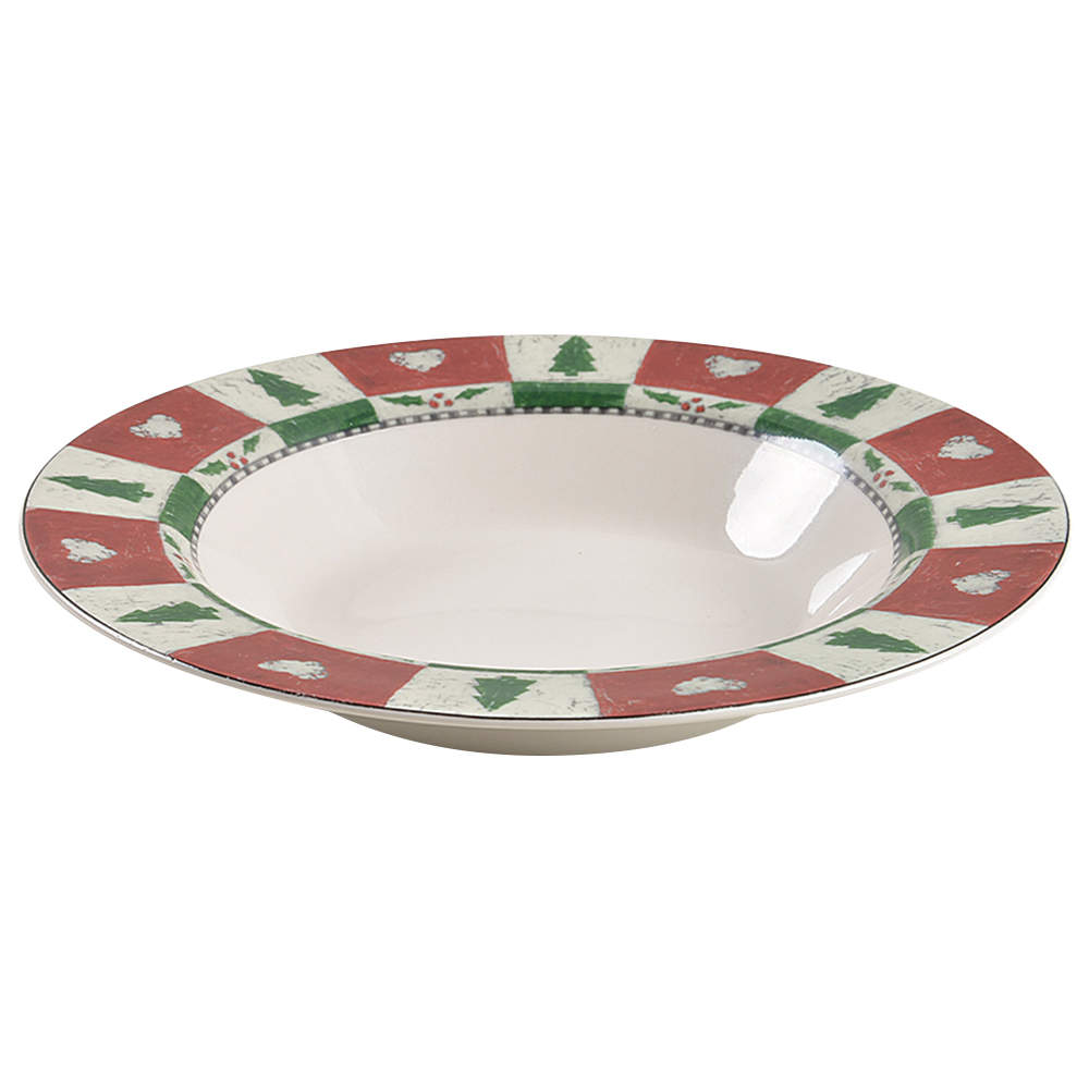 Folk Art Santa Large Rim Soup Bowl by Marketplace-1
