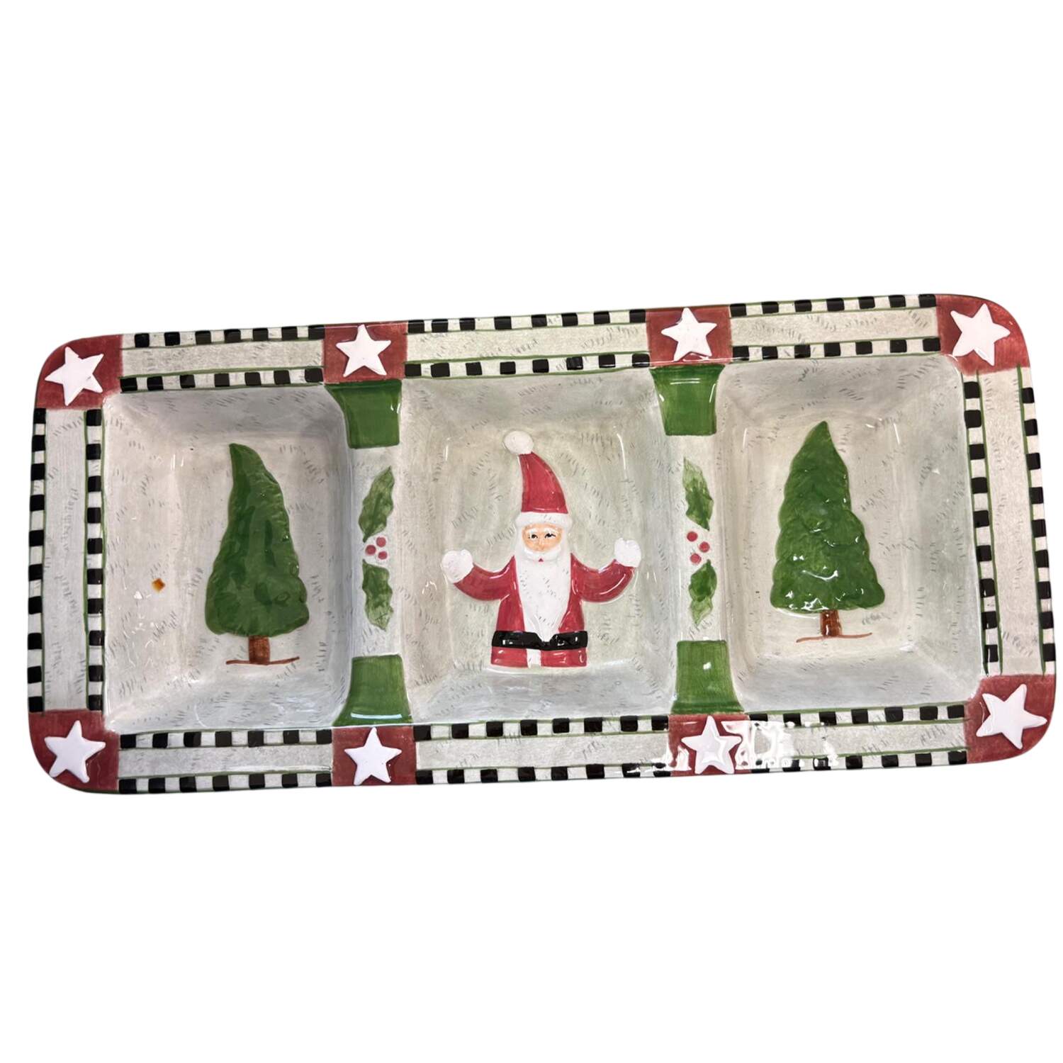 Folk Art Santa 3-Part Relish by Marketplace-1