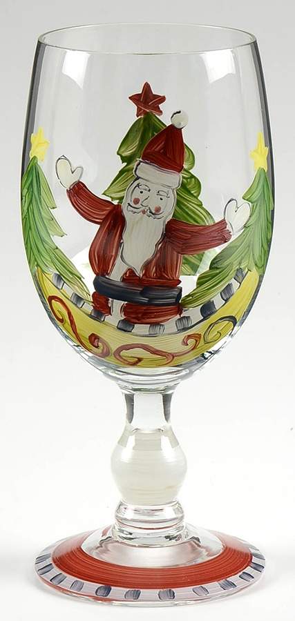 Folk Art Santa Glassware Goblet by Marketplace-1
