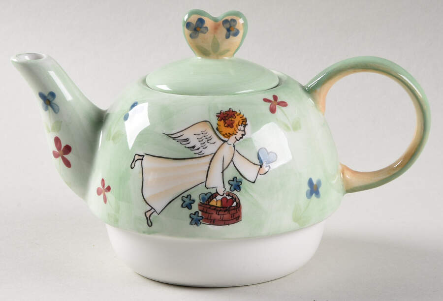Harmony Heart Teapot for Individual Teapot & Lid with Cup by Mesa Intl-1