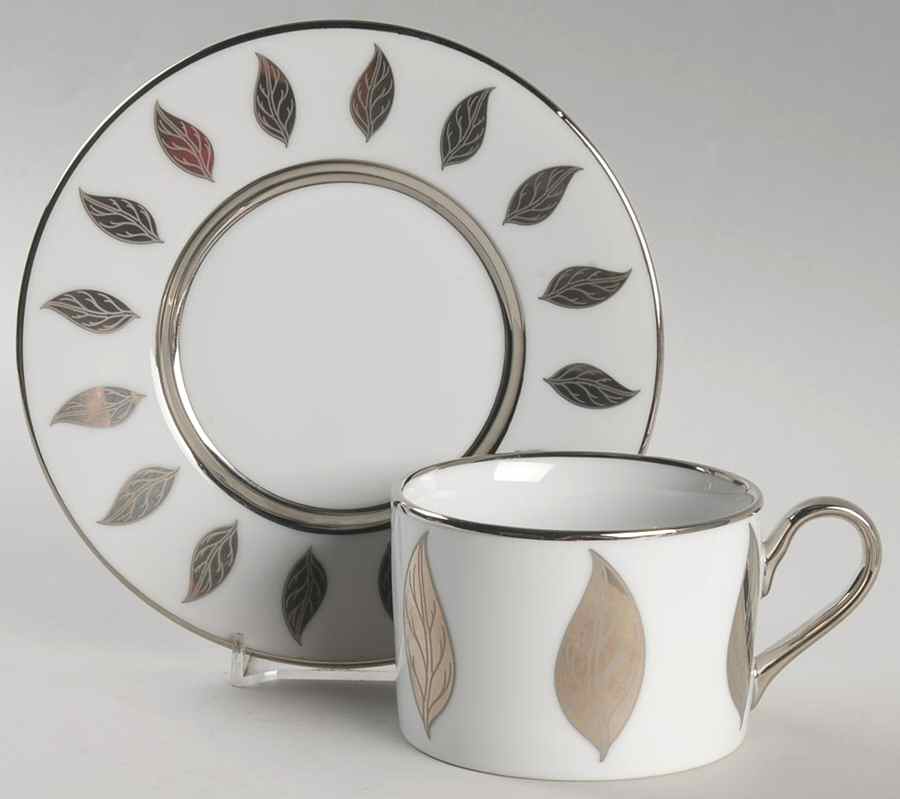 Silvering Leaves Flat Cup & Saucer Set by Marc Blackwell-1