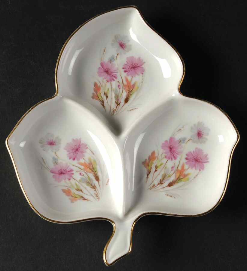 Wild Flowers Leaf Shaped Dish by Mitterteich-1