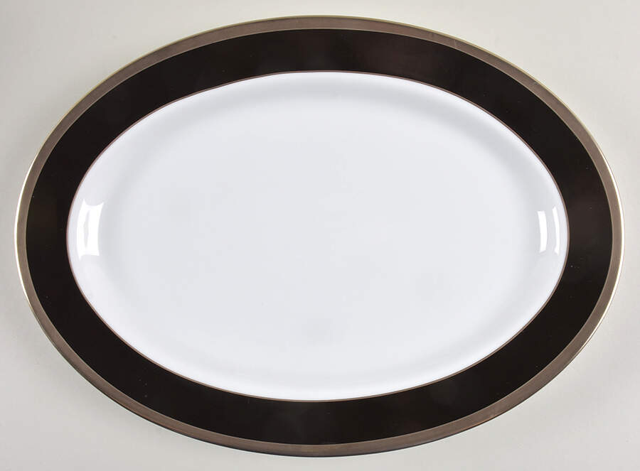 Tuxedo Black 14" Oval Serving Platter by Marc Blackwell-1