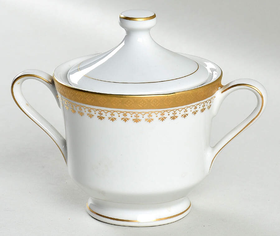 Gold Lace Sugar Bowl & Lid by Mimosa-1