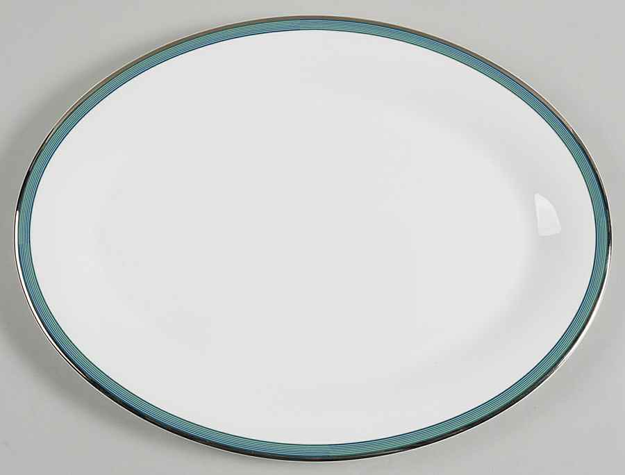 Connections Teal Blue 14" Oval Serving Platter by Mikasa-1