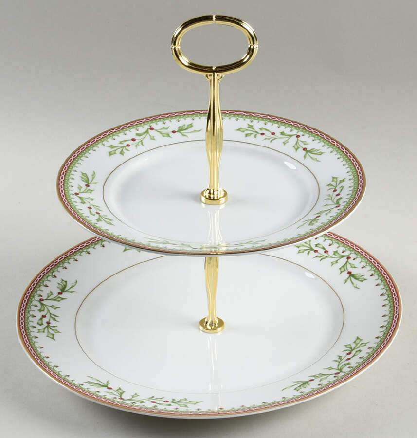 Holiday Traditions 6 5/8"-10"  2 Tiered Serving Tray (Dp, Sp) HC by Mikasa-1