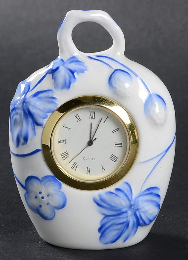 Victoria Strawberry Blue Quartz Clock by Minton-1