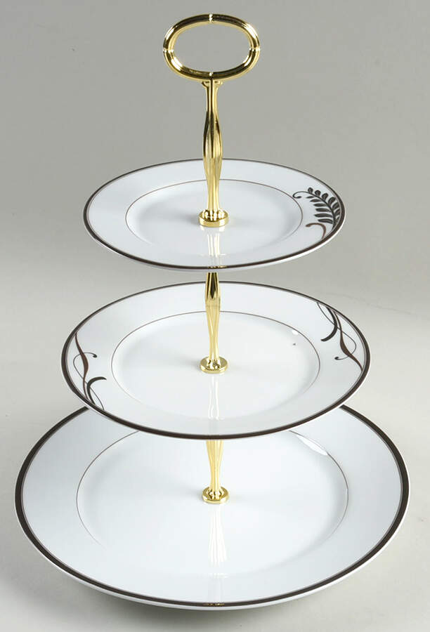 Cocoa Blossom 13 7/8"-14 1/4" 3-Tiered Serving Tray(DP,SP,BB) HC by Mikasa-1