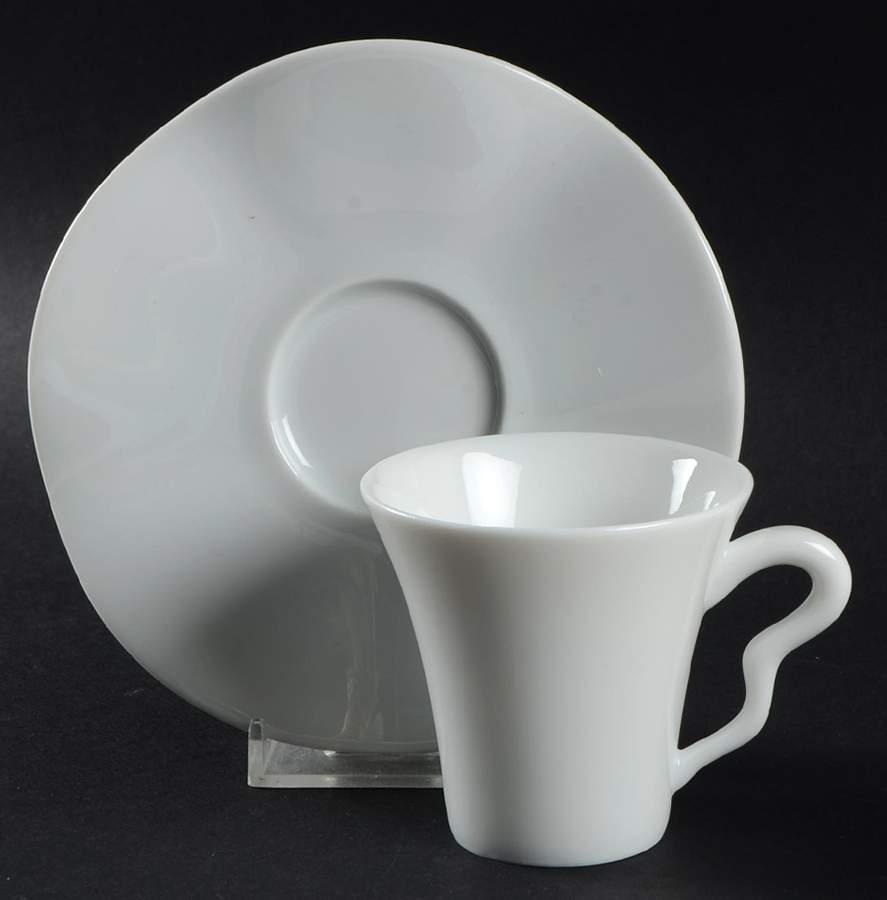 Gala White Flat Demitasse Cup & Saucer Set by Medard de Noblat-1