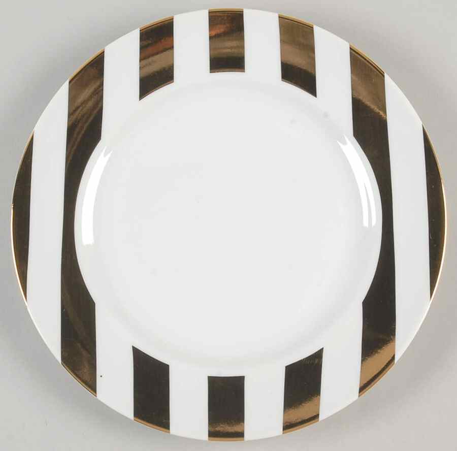 Awnings Stripe Parisian Gold Luncheon/Salad Plate by Marc Blackwell-1