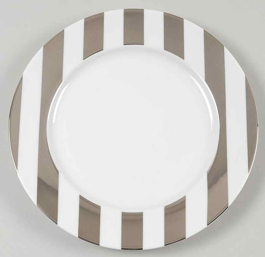 Awnings Stripe Parisian Platinum Luncheon/Salad Plate by Marc Blackwell-1