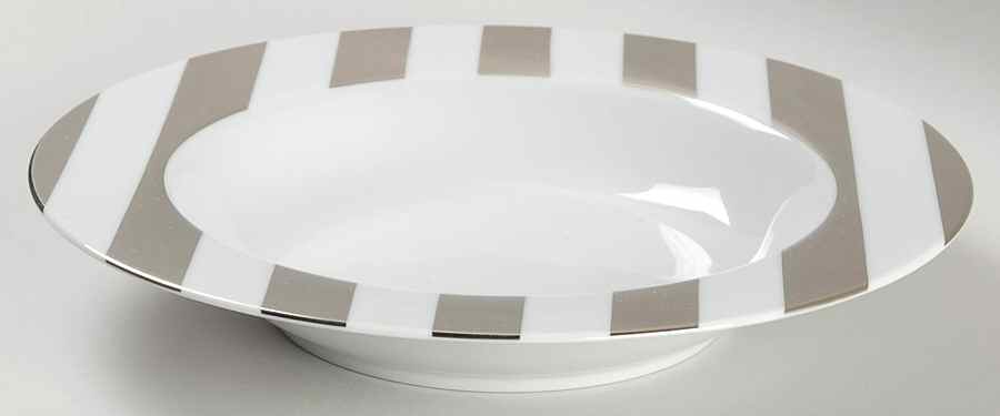 Awnings Stripe Parisian Platinum 9" Soup/Pasta Bowl by Marc Blackwell-1