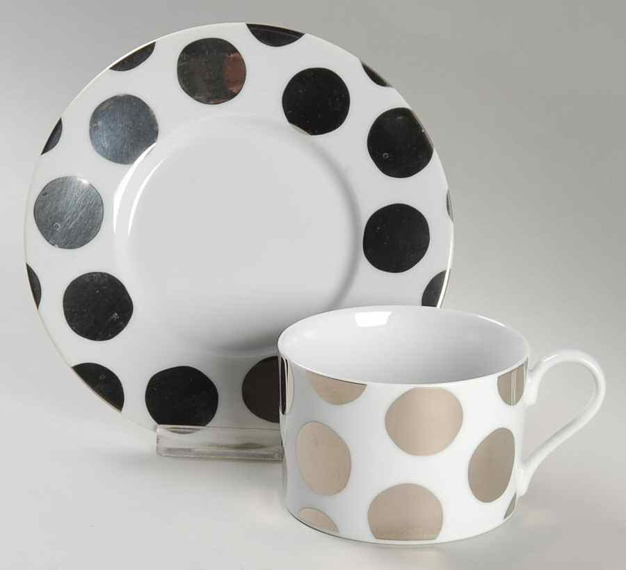 Dots Parisian Platinum Flat Cup & Saucer Set by Marc Blackwell-1