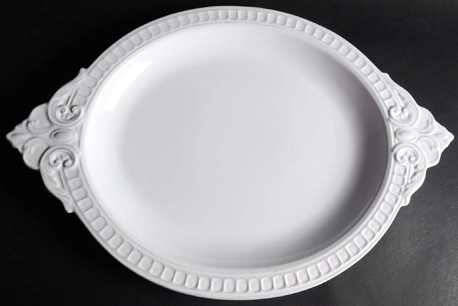 Venice White 19" Oval Serving Platter by Matceramica-1