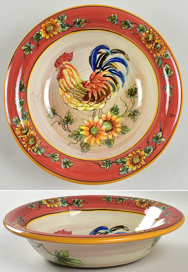 Red Rooster Rim Soup Bowl by Maxcera Corp-1