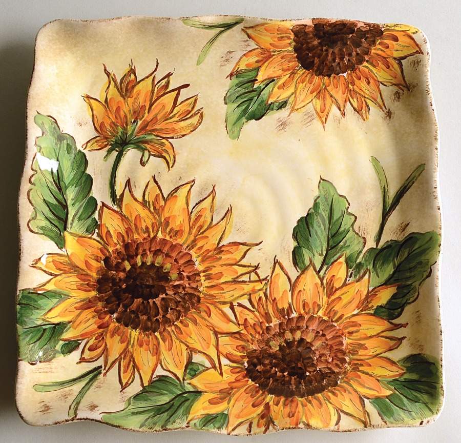 Tuscan Sunflower Square Dinner Plate by Maxcera Corp-1