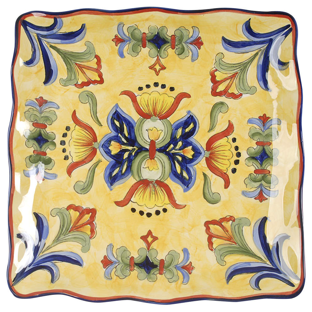 Yellow Talavera Square Dinner Plate by Maxcera Corp-1