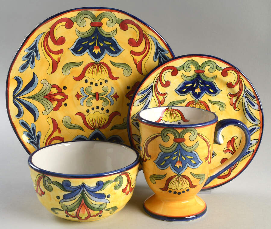 Yellow Talavera 4 Piece Place Setting by Maxcera Corp-1
