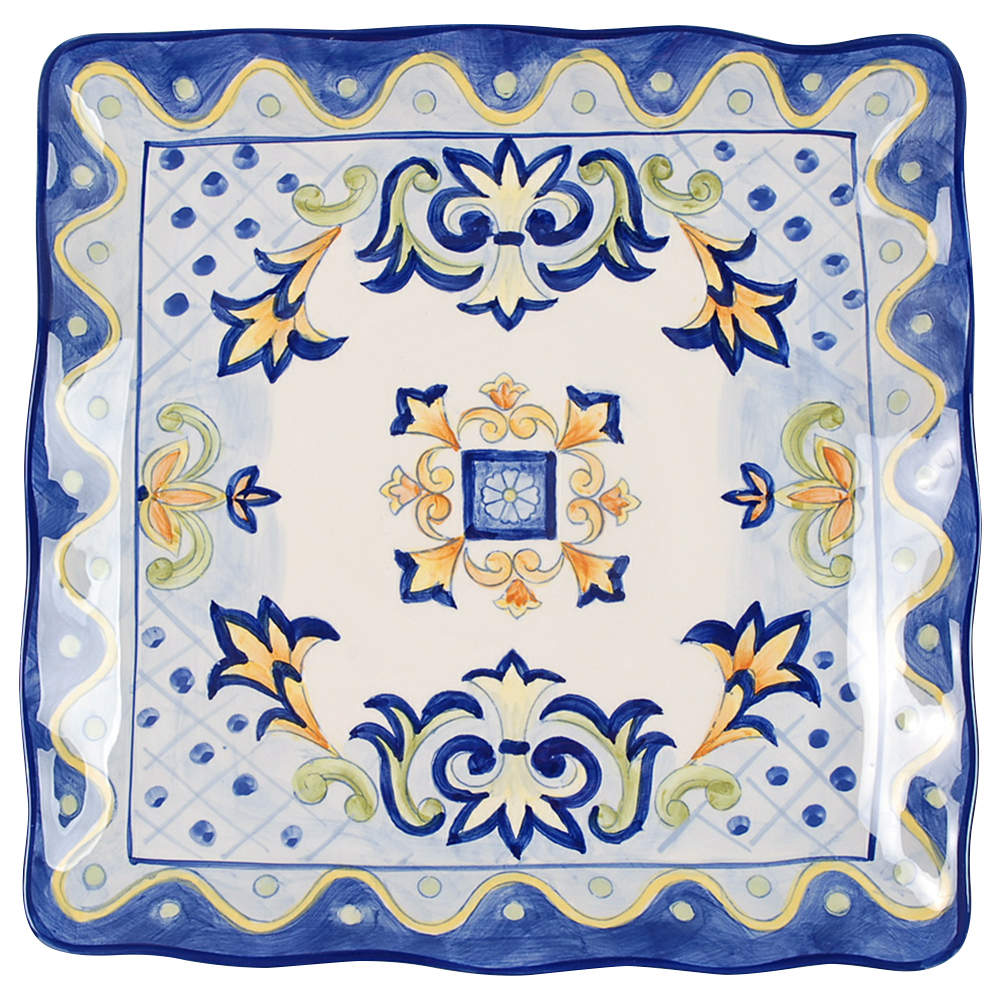 Blue Talavera Square Dinner Plate by Maxcera Corp-1