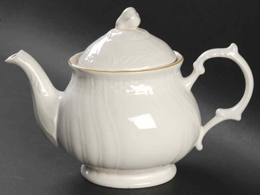 Elegant White Teapot & Lid by Mikasa-1