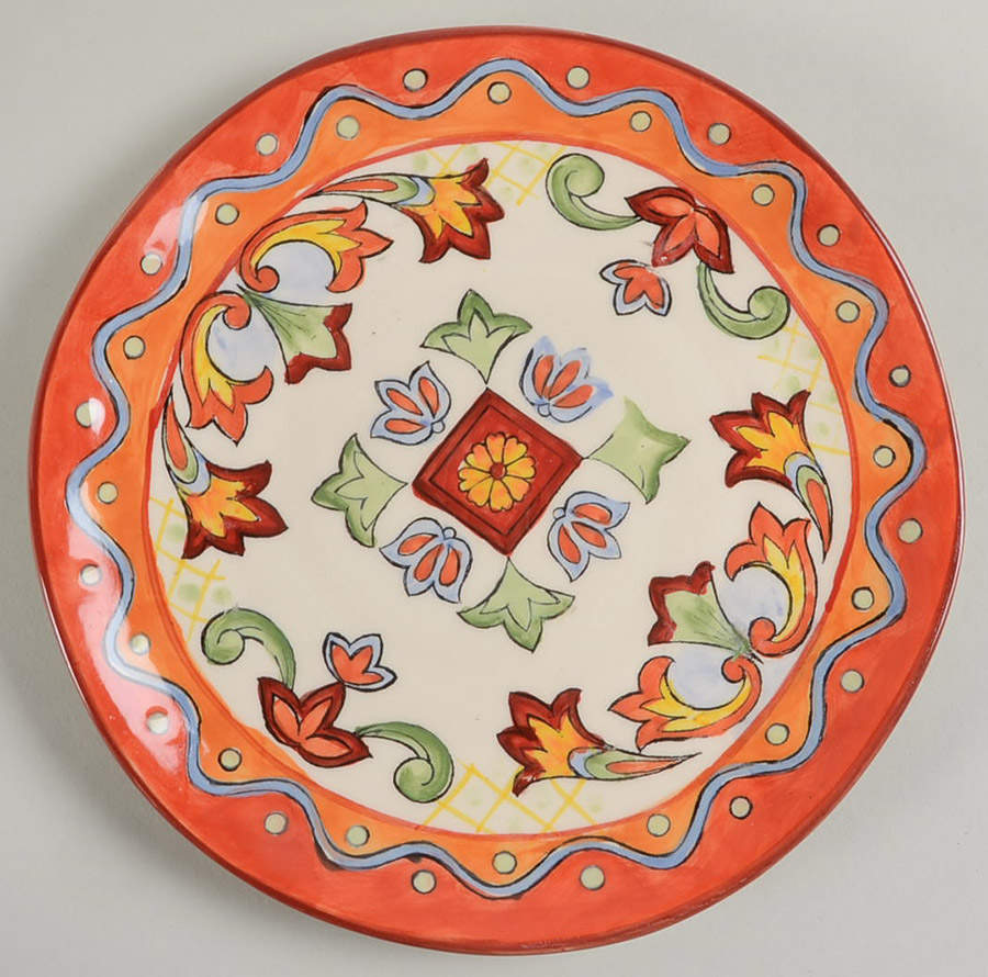 Orange Gold Talavera Salad Plate by Maxcera Corp-1
