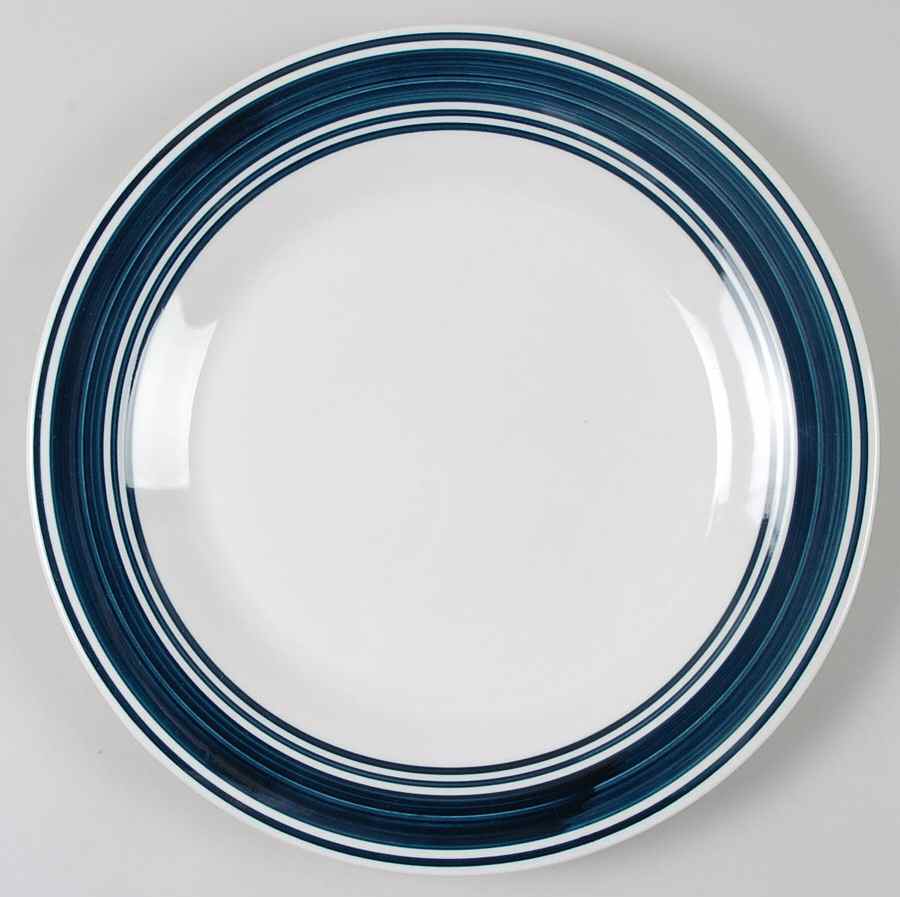 Casual Banded Cobalt Blue Dinner Plate by Mainstays-1