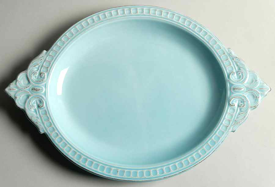 Venice Teal 15" Oval Serving Platter by Matceramica-1