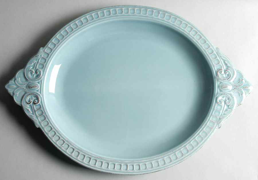 Venice Teal 19" Oval Serving Platter by Matceramica-1