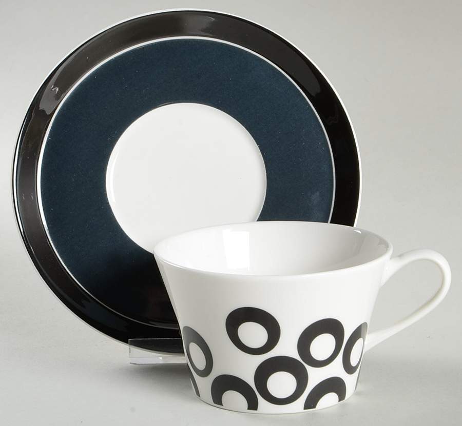 Circle Chic Black Flat Cup & Saucer Set by Mikasa-1