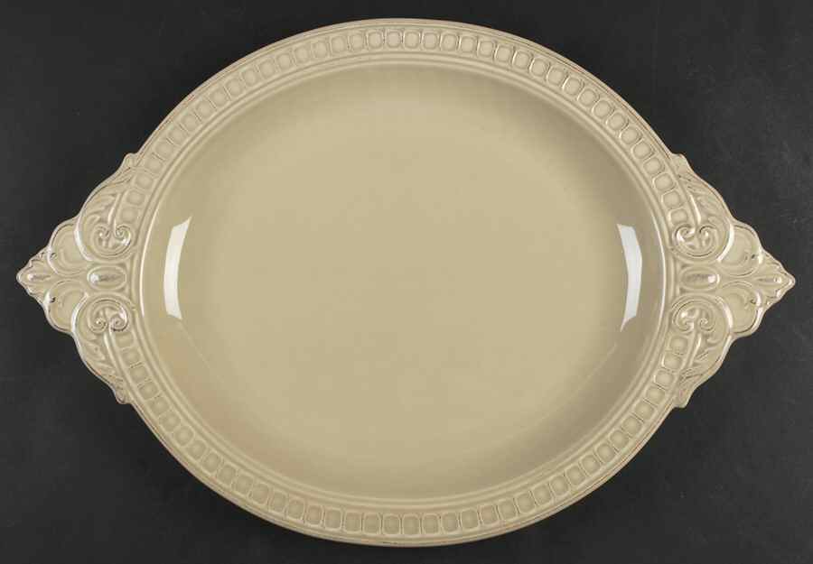Venice Beige 19" Oval Serving Platter by Matceramica-1