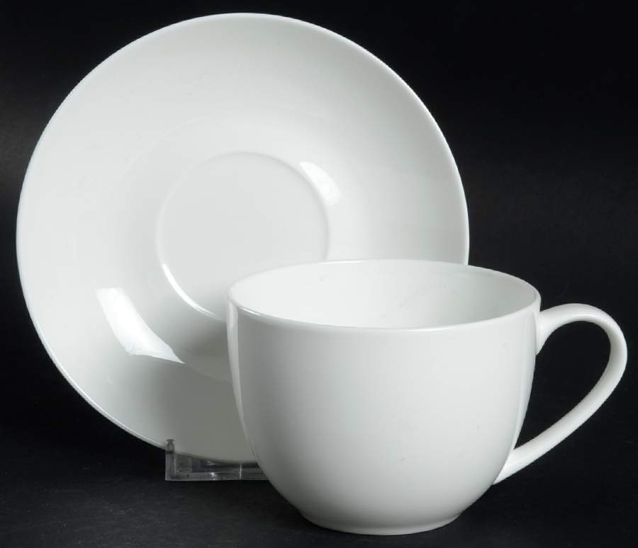 Cashmere White Flat Cup & Saucer Set by Maxwell & Williams-1