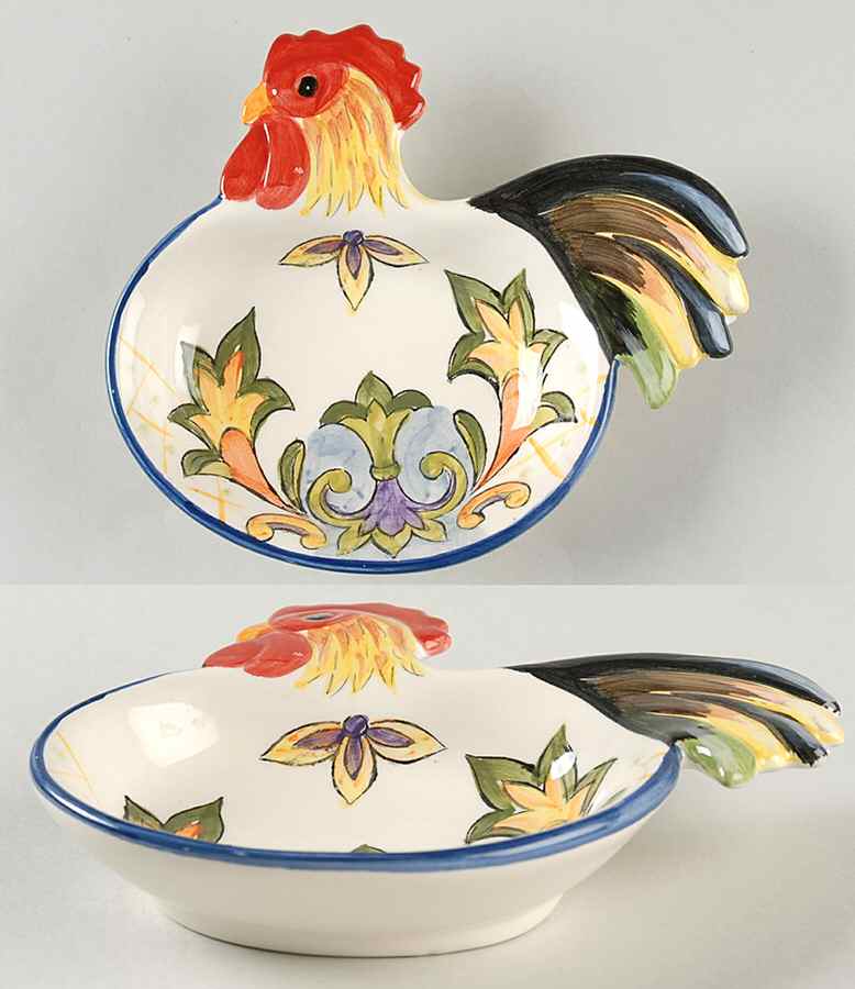 Green Talavera Rooster Individual Dip Dish by Maxcera Corp-1