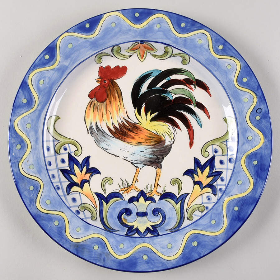 Blue Talavera Rooster 14" Chop Plate (Round Platter) by Maxcera Corp-1