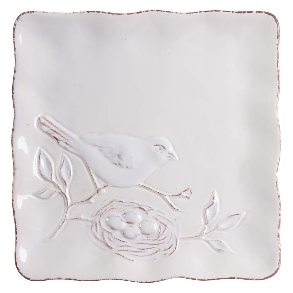 Cera Blanca Bird Square Salad Plate by Maxcera Corp-1