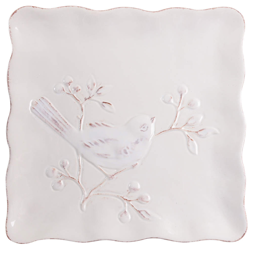 Cera Blanca Bird Square Dinner Plate by Maxcera Corp-1