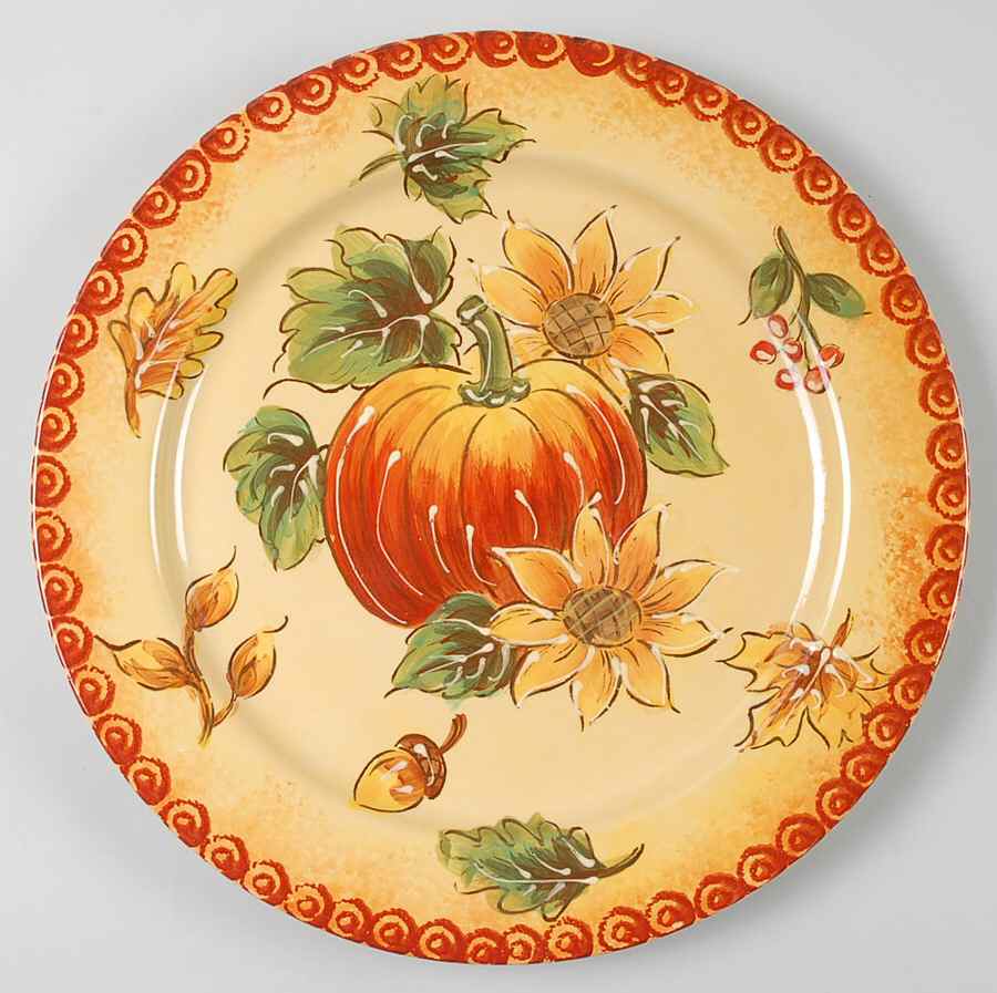 Pumpkin & Sunflower Dinner Plate by Maxcera Corp-1